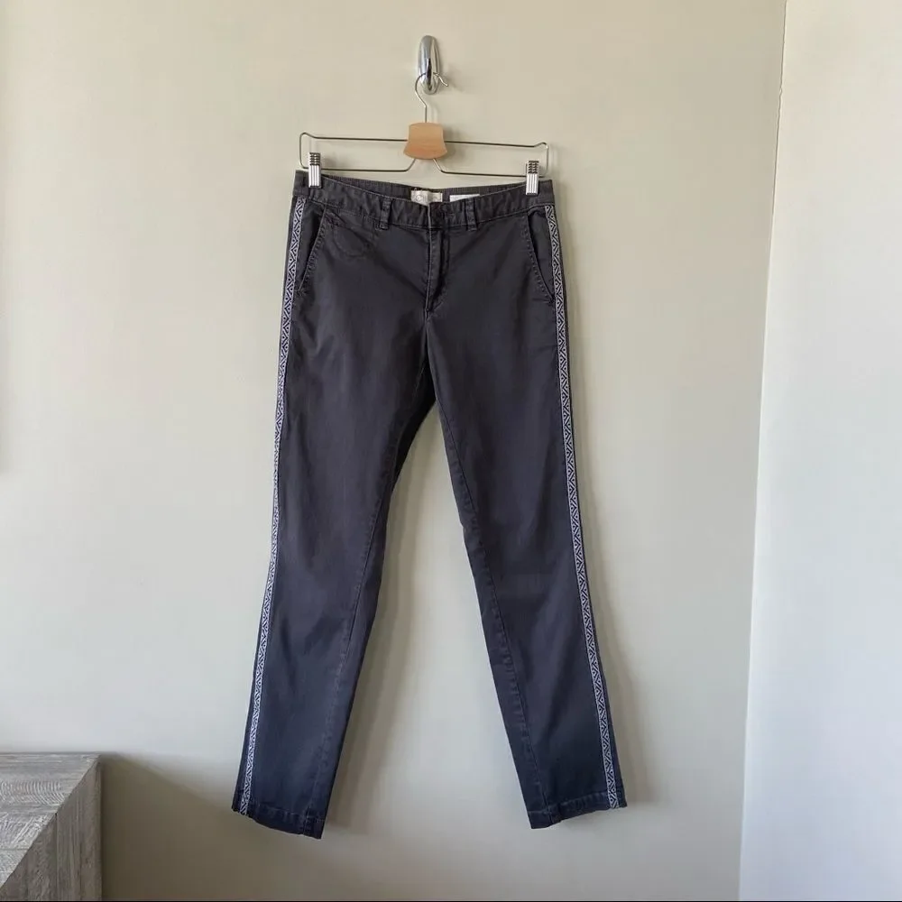 Anthropologie-chino Dark Grey Aztec Side Stripe Trouser (Size:26) - Picture 1 of 10
